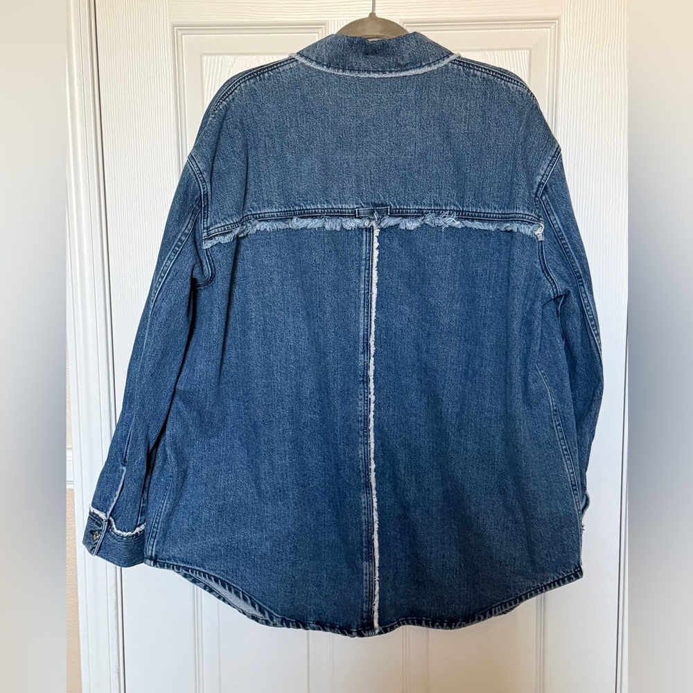 New Acne Studios Oversized Raw-Edge Denim Jacket - Picture 2 of 8
